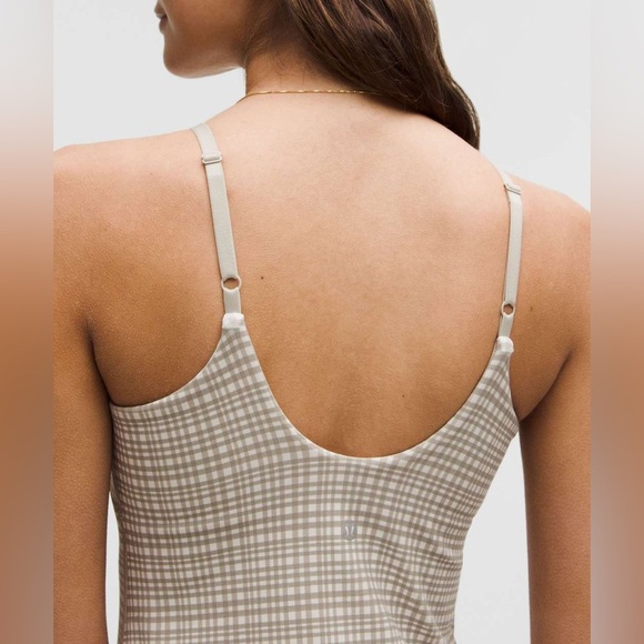 🆕🤎 Lululemon Align High Neck Dress - Glow Grid Light Ivory Multi - Picture 3 of 5